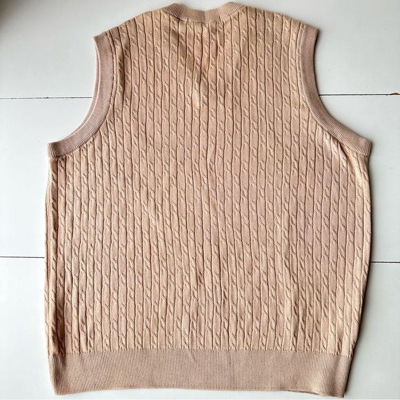 GREG NORMAN Sweater Golf Vest Beige Cable Knit Pullover V Neck Men Size M - Picture 8 of 9